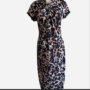 VENUS Leopard Print Dress - Black and Brown